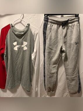 Under Armour Gray & White Athletic Top with Light Gray Joggers